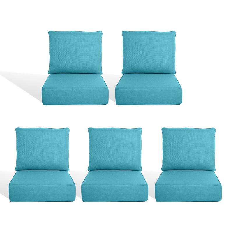 Pocassy 22"x24"x6" Thick Cushions Pillows Indoor & Outdoor Cushion - 5 Set Seat & Back Cushion - Light Blue Cushion