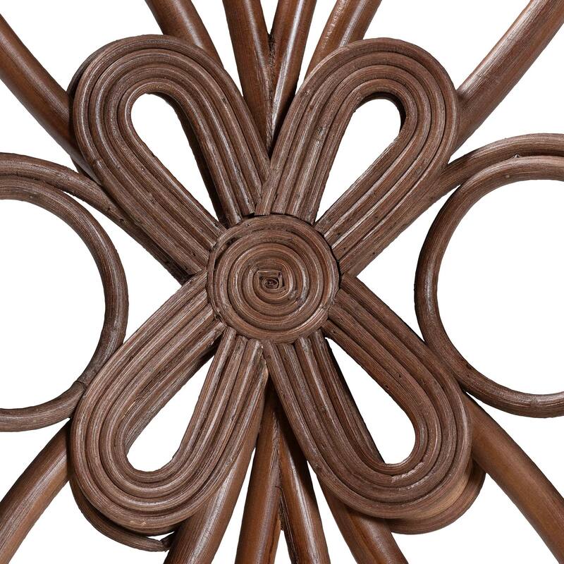 Brama Natural Rattan Dining Chair with Decorative Backrest and Cushioned Seat, Boho Coastal Style Seating for Dining Room