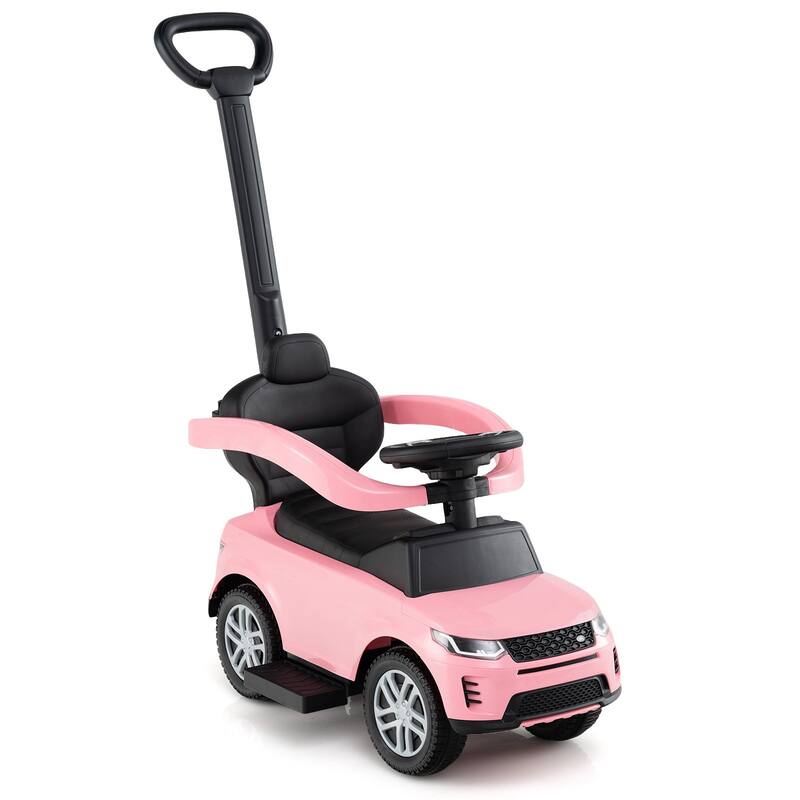 3-in-1 Ride-On Toddler Car with Detachable Guardrail, Retractable Footrest and Safe Design - 33.5" × 16" × 37.5"