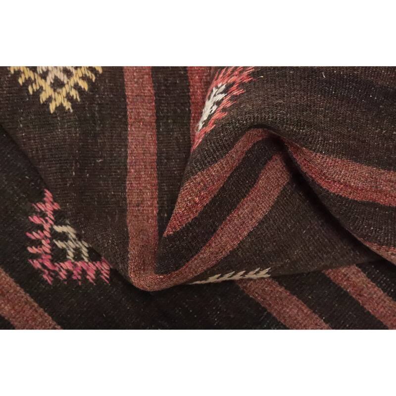 Hand Woven Oriental 100% Wool Carpet Southwestern Tribal Brown Kilim Area Rug - 9' 7'' X 5' 8''