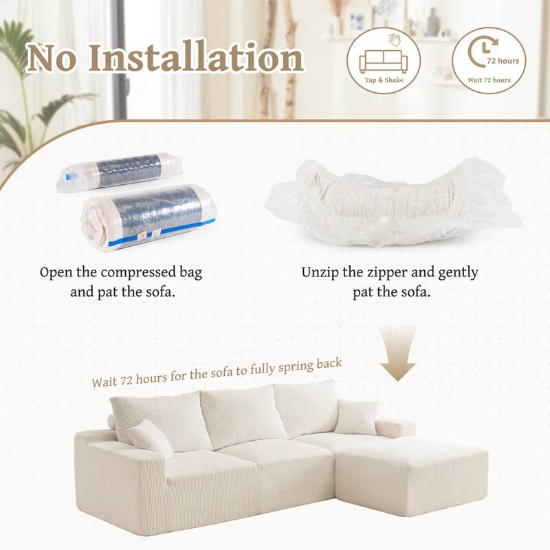 Comfortable No-Assembly Sectional Sofa with Plush Foam and Customizable Layout for Living Room