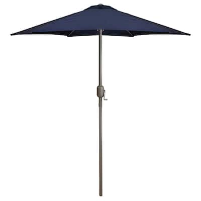 7.5ft Outdoor Patio Market Umbrella with Hand Crank, Midnight Blue
