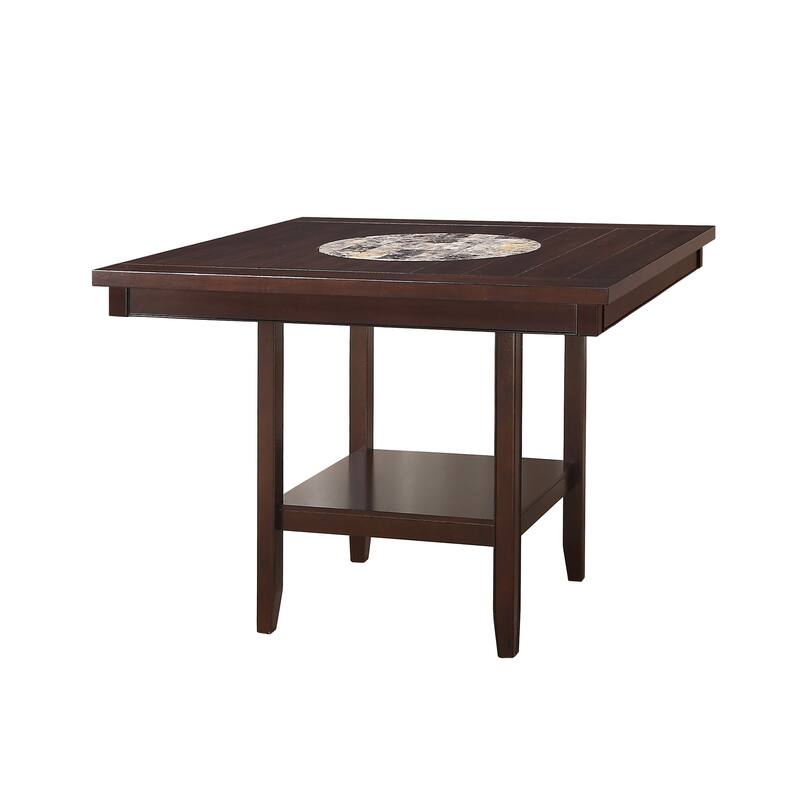 Omari Espresso Modern Faux Leather Square Counter Height Set