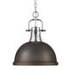 preview thumbnail 1 of 3, Golden Lighting 3602-L CH Duncan 14" Wide Pendant Chrome / Rubbed Bronze