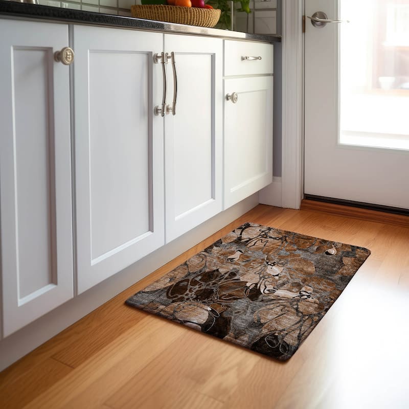 Premium Washable Super Soft Abstract Floral Mayfield Rug - Paprika - 1' 8" x 2' 6" - Rectangle