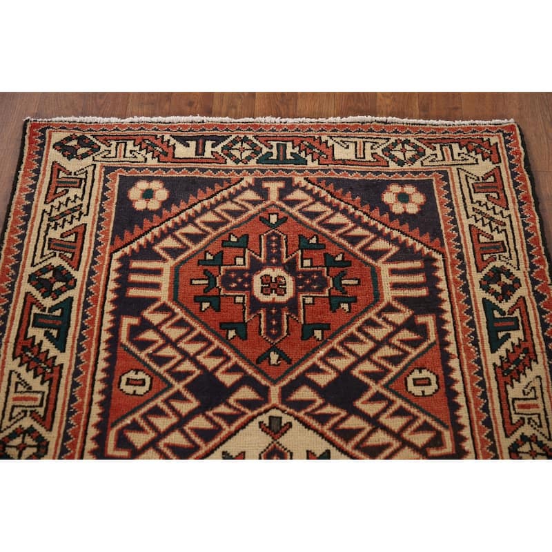 Bakhtiari Persian Vintage Runner Rug Hand-knotted Wool Carpet - 3'2"x 10'0"