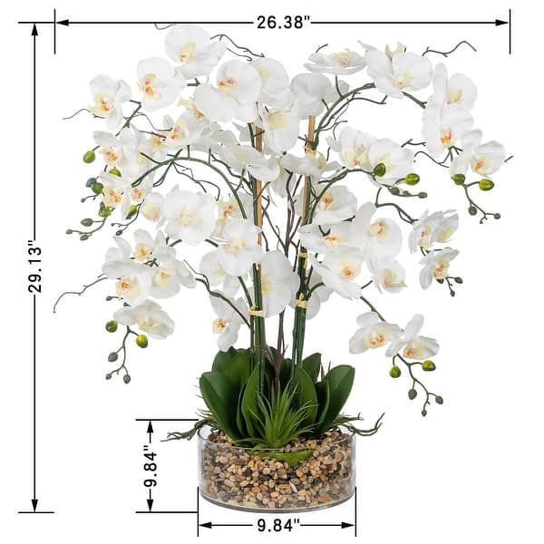 9 Stems 29.13" Real Touch Artificial Silk Orchids in Glass Pot for Home  Office Decoration - 29.13" H x 26.38" W x 17.32" D - Bed Bath & Beyond -  36799328