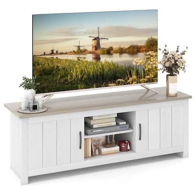 Engineered Wood TV Stand with Cabinets and Open Shelves for 65 inches TVs - 57" x 15.5" x 19.5"(L x W x H)
