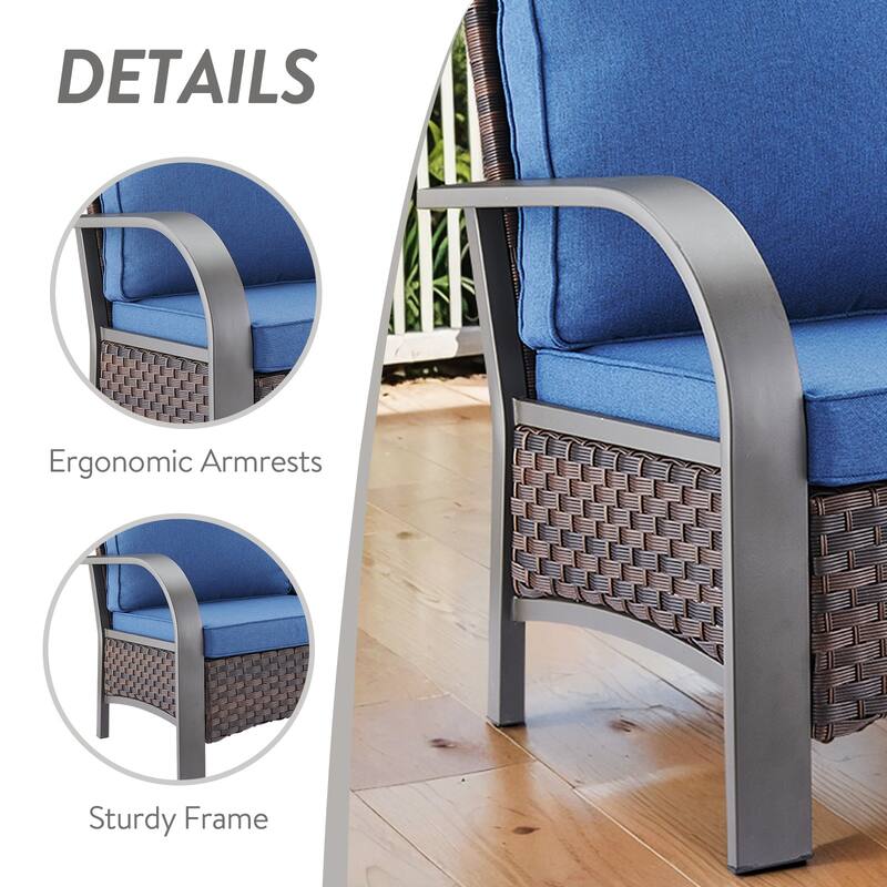 Gymojoy Industrial Style Premium Outdoor 3-Seat Rattan Sofa