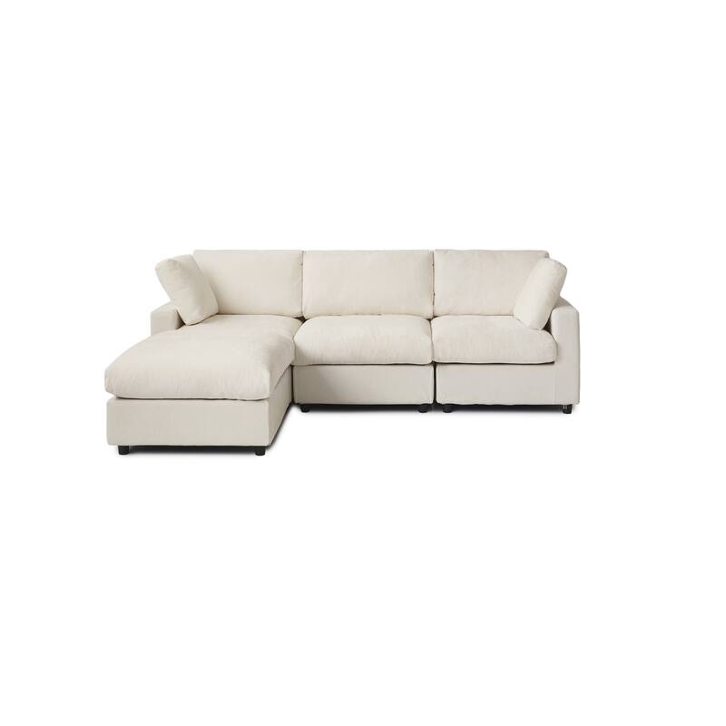 L-shaped Cloud Modular Sectional Sofa Couches with Ottoman for Living Room Down Filled Comfort Minimalist Sectional Couch
