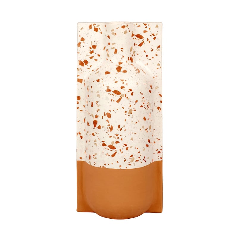 Urbino Handmade Ceramic Vase - White Terrazzo/Terracotta