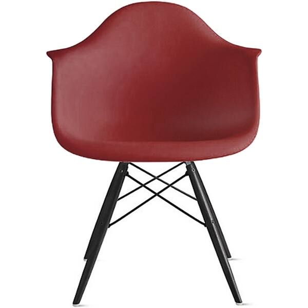 Shop 2xhome Maroon Plastic Dining Room Arm Chair With Black Wooden