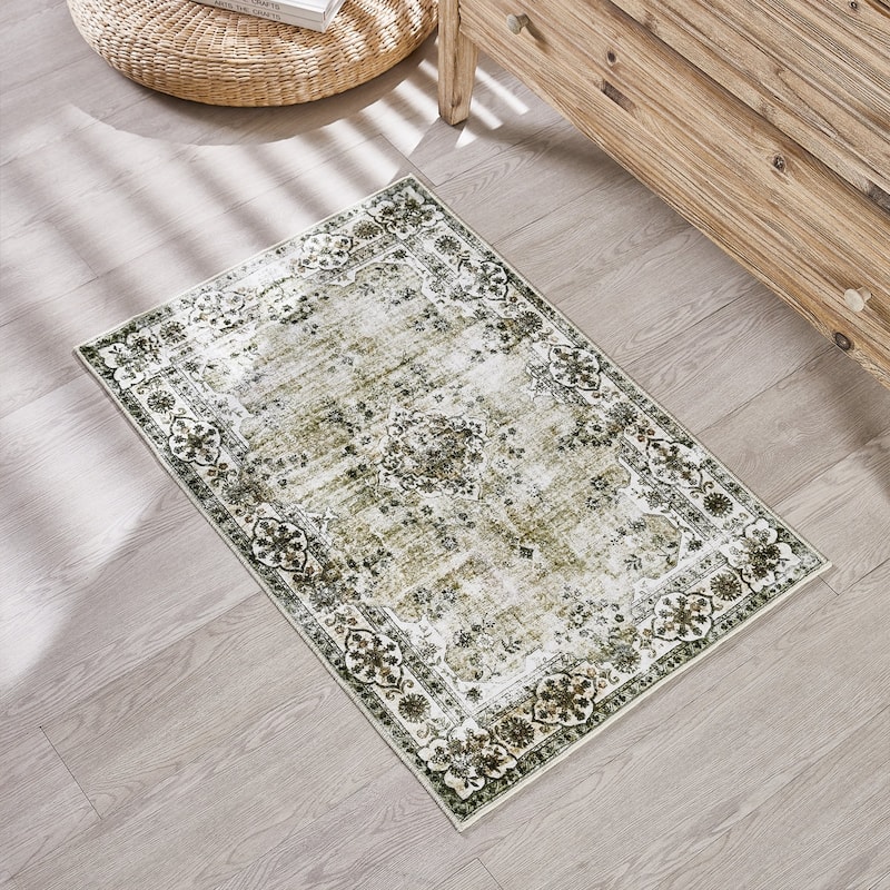 Vintage Non-Slip Machine Washable Area Rug - Rectangle 2' x 3'