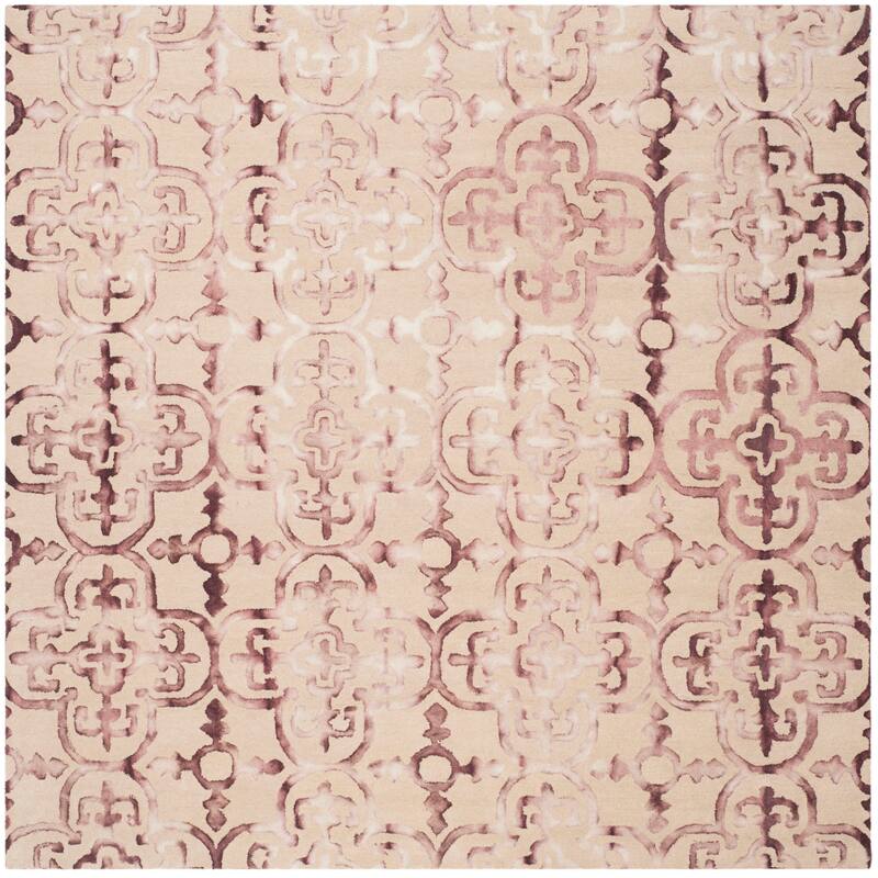 SAFAVIEH Handmade Dip Dye Reintraut Watercolor Vintage Boho Wool - 7' x 7' Square - Beige/Maroon - Square/Runner