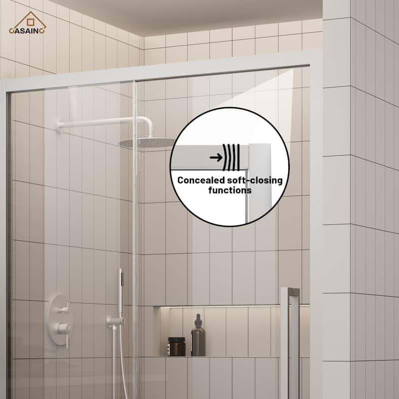CASAINC 48 in. W x 76 in. H Sliding Framed Shower Door with SGCC Certification
