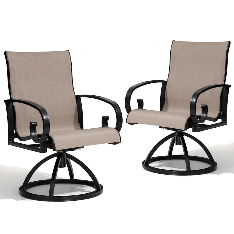 Outdoor Aluminum Patio Swivel Dining Chairs with Sunbrella Fabric - AUGUSTINEASHE-2PC