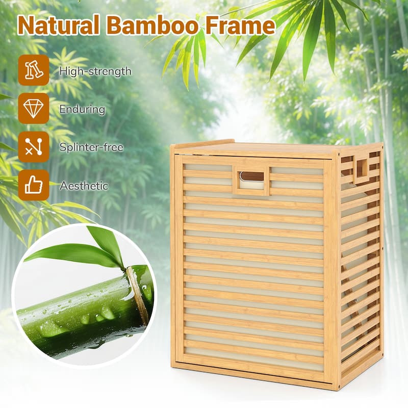 Gymax Large Tilt-out Laundry Hamper w/ Wide Top & Tilt-out Basket Side