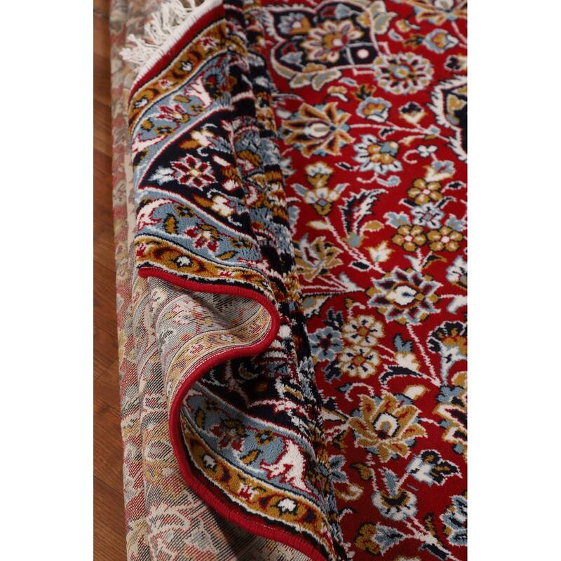 Red Floral Kashan Turkish Rug Machine-Made Carpet - 9'7" x 12'8"