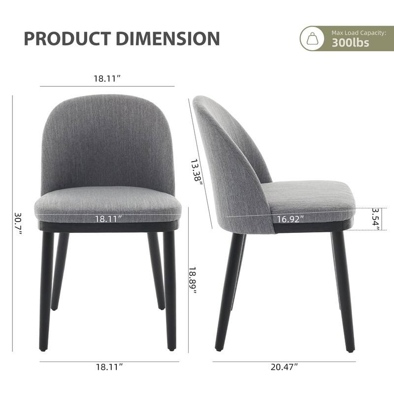 Modern Upholstered Dining Chair Set of 2, Kitchen Chair with Wooden Legs
