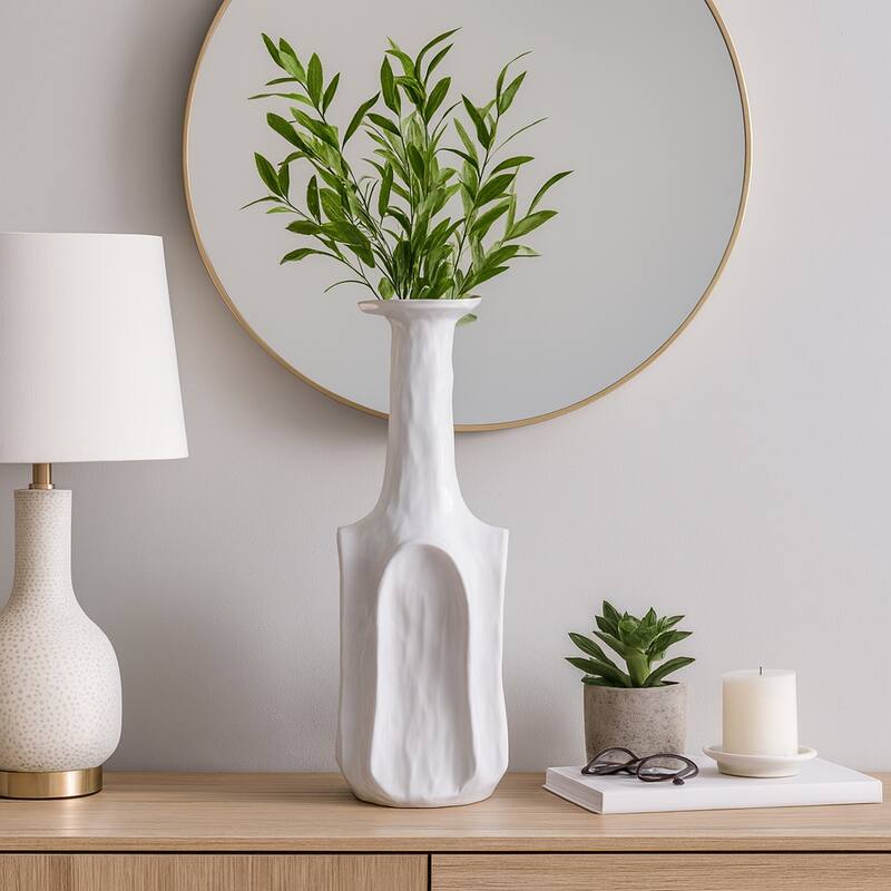 Stoneware Vase Sleek Modern Decorative for Fresh Flowers Accent