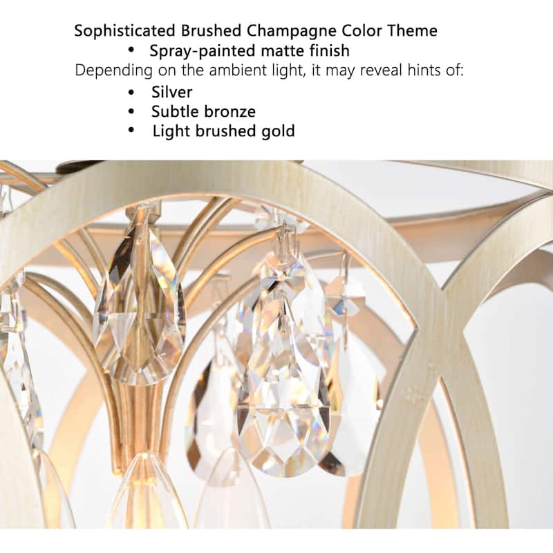 Aurelia 3-light Brushed Champagne Silver Metal Cage Drum Chandelier