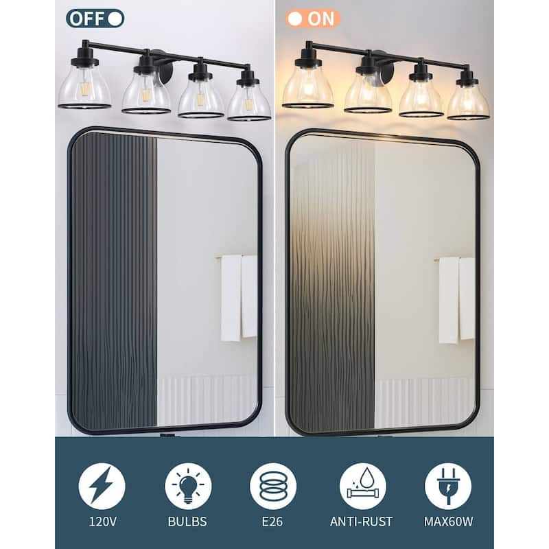 Hermosa Black 4-Light Bathroom Vanity Light
