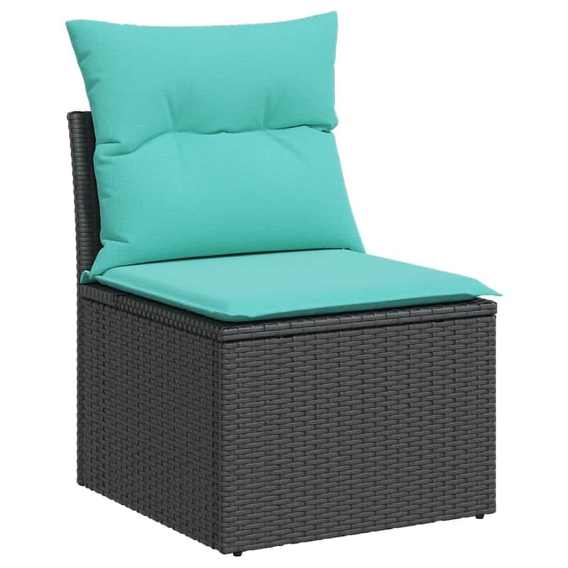 vidaXL 10 Piece Patio Sofa Set with Cushions Grey Poly Rattan - 24.4" x 24.4" x 27.2"
