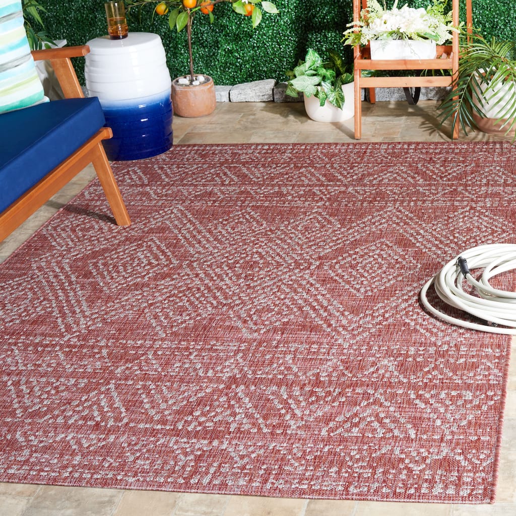 SAFAVIEH Courtyard Zhibek Indoor/Outdoor Waterproof Patio Backyard Rug - 5'3" x 7'7"
