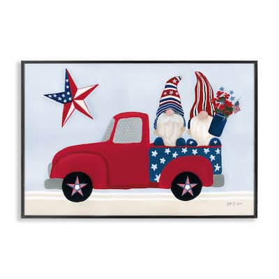 Stupell Patriotic Gnomes in Truck Framed Giclee Art Design By Yvette St. Amant