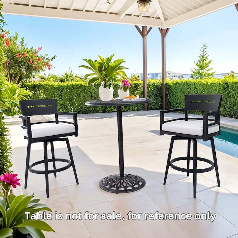 Outdoor 2-Piece Swivel Bar Chairs,Ergonomic Backrest & Armrests,Sunbrella Cushion,Weather-Resistant & Durable Patio Bar Stool