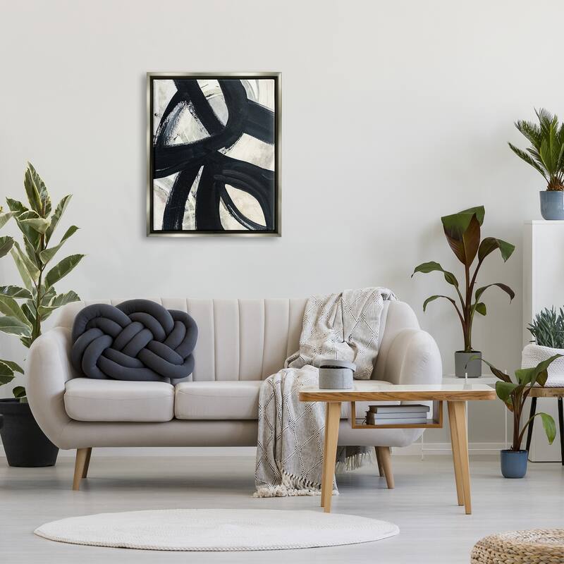 Stupell Dynamic Modern Black Paint Strokes Bold Abstract Floater Frame, Design by Susan Jill