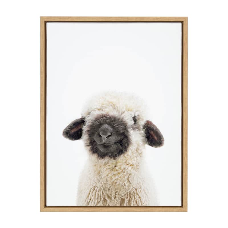 Kate and Laurel Sylvie Animal Studio Black Nosed Sheep Framed Canvas by Amy Peterson Art Studio