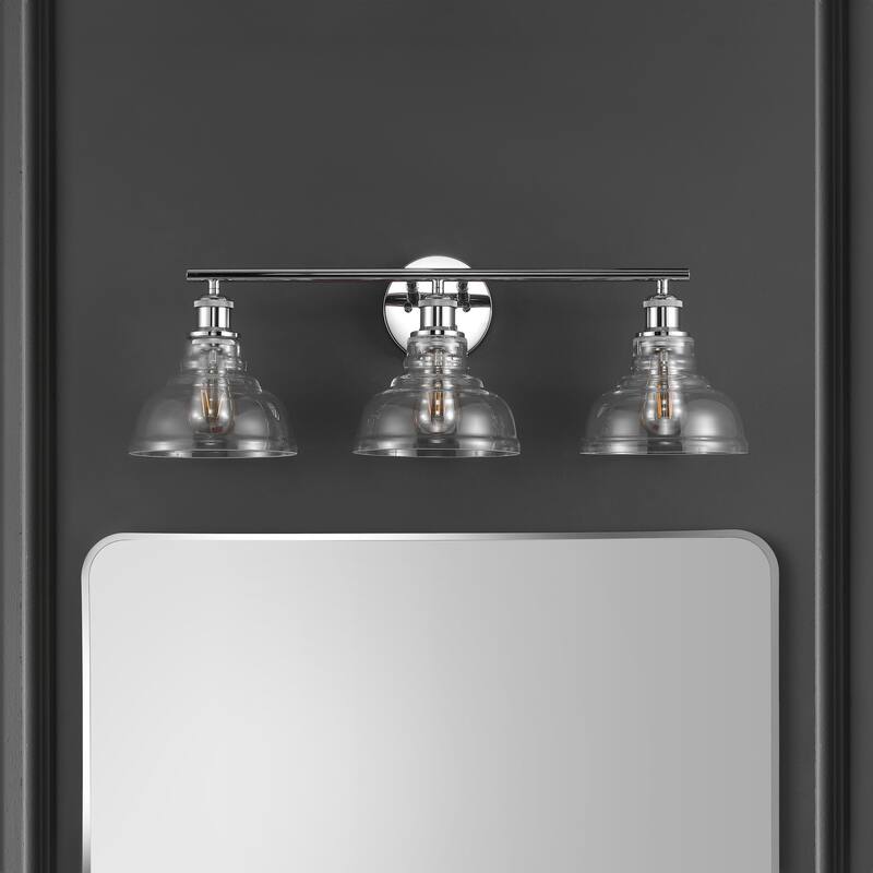 SAFAVIEH Baiba 3-Light Bathroom Vanity Wall Sconce (LED Bulbs Included) - 27.3 In. W x 8.8 In. D x 9.8 In. H - 27Wx9Dx10H