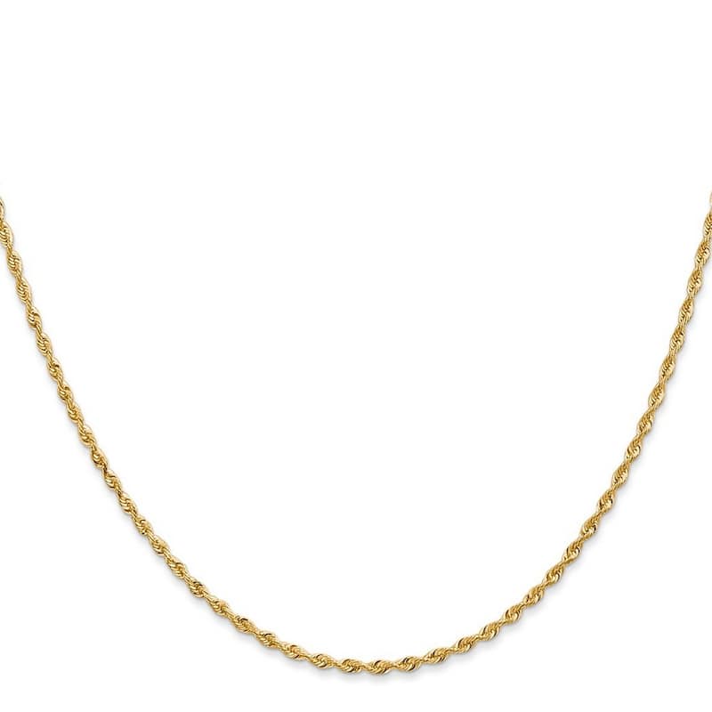 Curata 14k Yellow Gold Solid 2.0mm Diamond-cut Quadruple Rope Chain Necklace Length 16 18