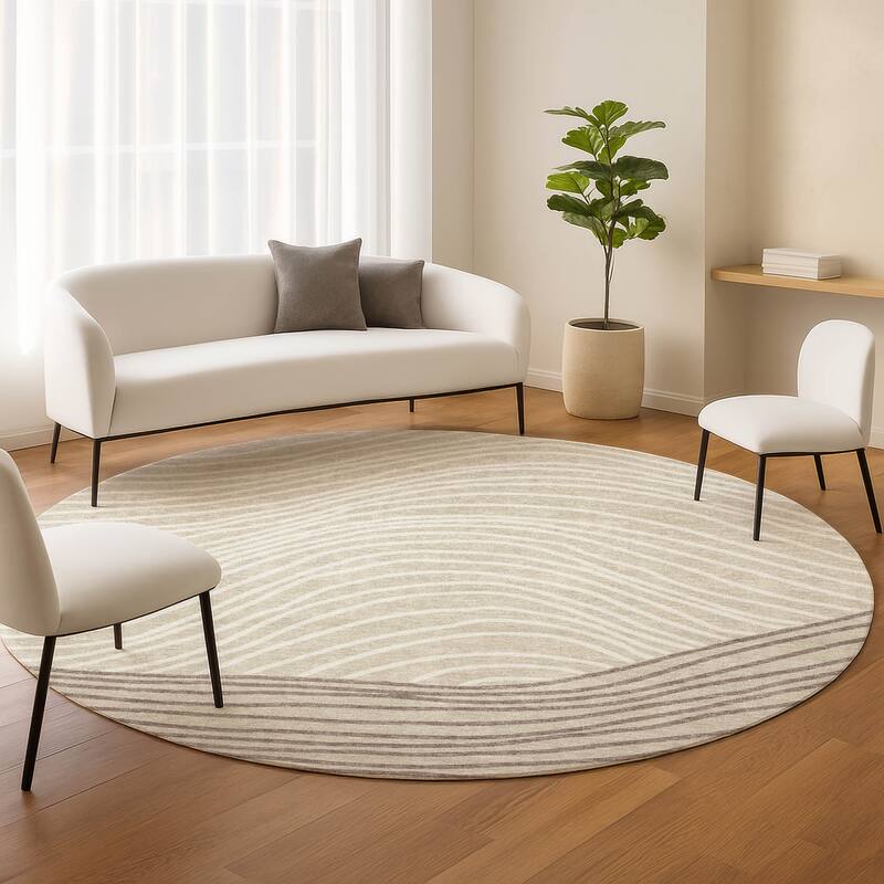 Machine Washable Indoor/ Outdoor Modern Arches Chantille Rug