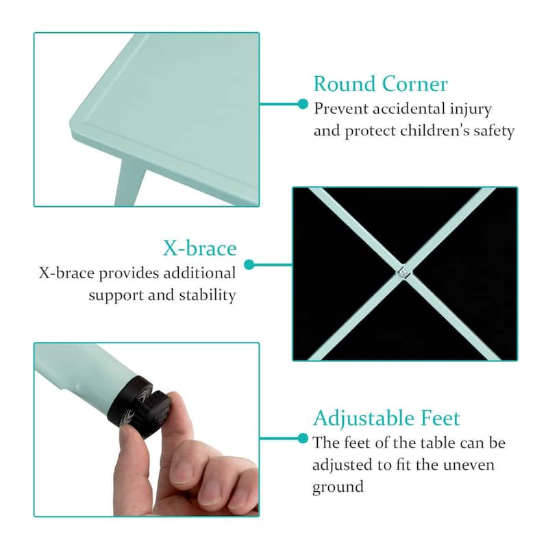 Costway Kids Steel 27'' Square Table Children Play Learn Activity