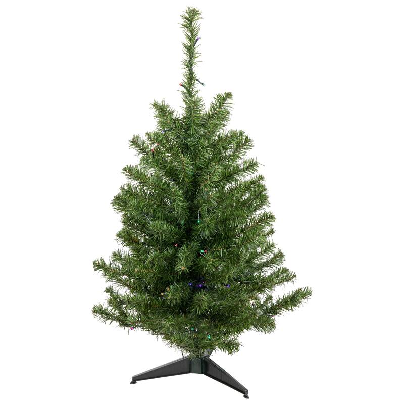 3' LED Medium Canadian Pine Artificial Tree Multicolor Lights - 3 Foot