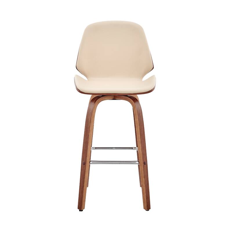 Modern 26" Swivel Bar Stool with Faux Leather Seat and Iron Legs for Kitchen Island - 40”H x 19”W x 20”D