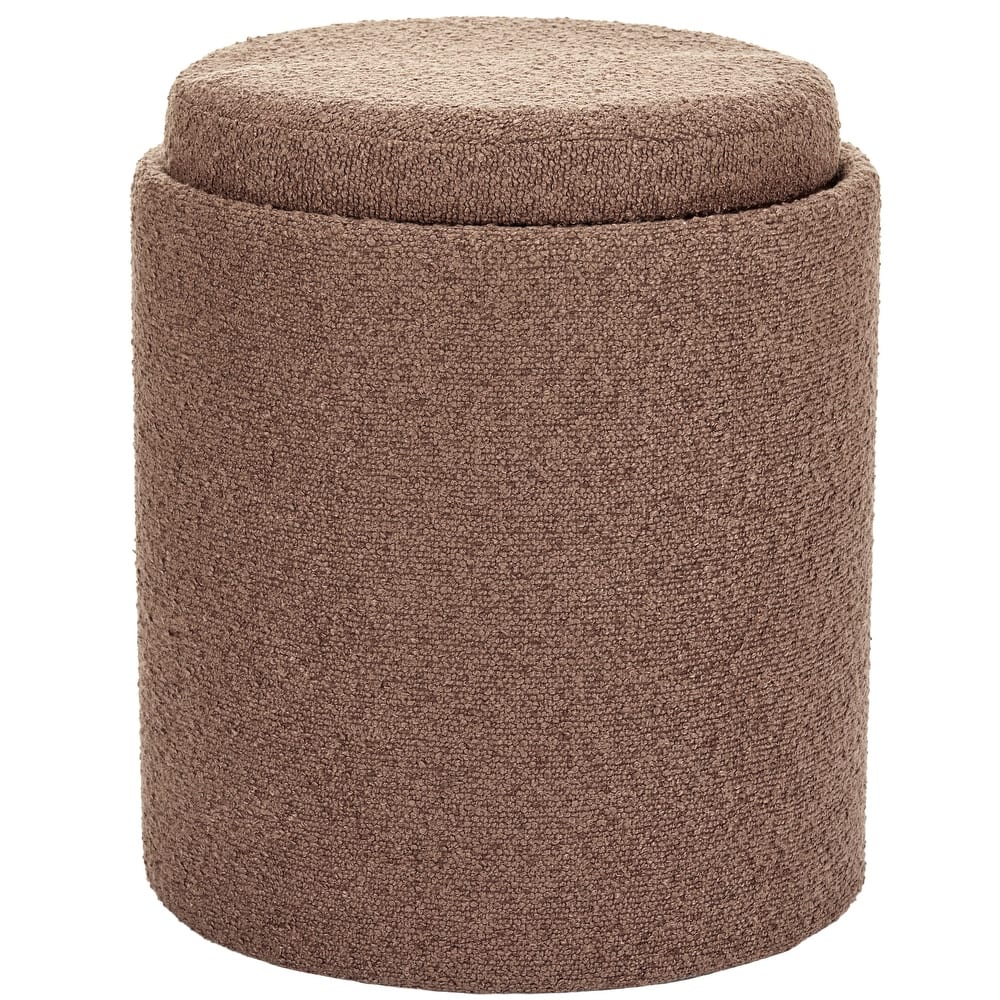 Aria Home Esme Boucle Tufted Storage Ottoman with Removable Tray Top