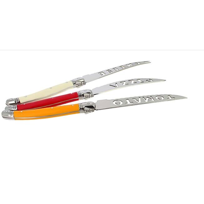 French Home 3 Piece Laguiole Pizza, Tomato, and Cheese Knife Set ,Tuscan Sunset