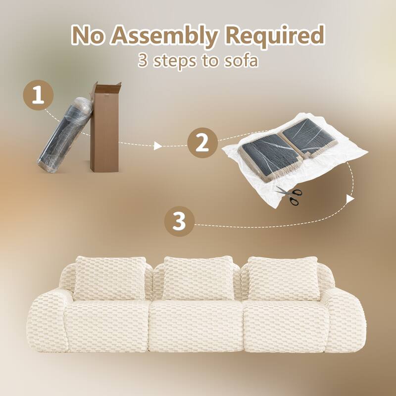 114" Modern Modular Sectional Sofa for Living Room,Boneless Sofa,Deep Seat,Buckle Connection,Anti-slip Design