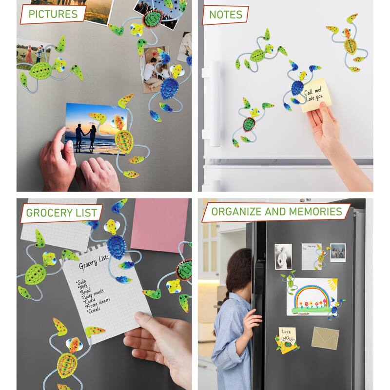 Puzzled Inc. Sea Turtle Refrigerator Springy Magnets (Set of 4) - 5.5″Lx1.5″Wx1″H