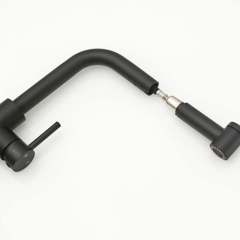 Black Stainless Steel Pull-out Single Handle Kitchen Faucet