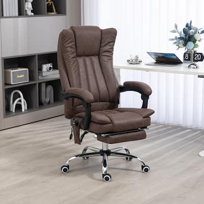 Vinsetto Microfiber Office Chair, High Back Computer Chair with 6 Point Massage, Coffee