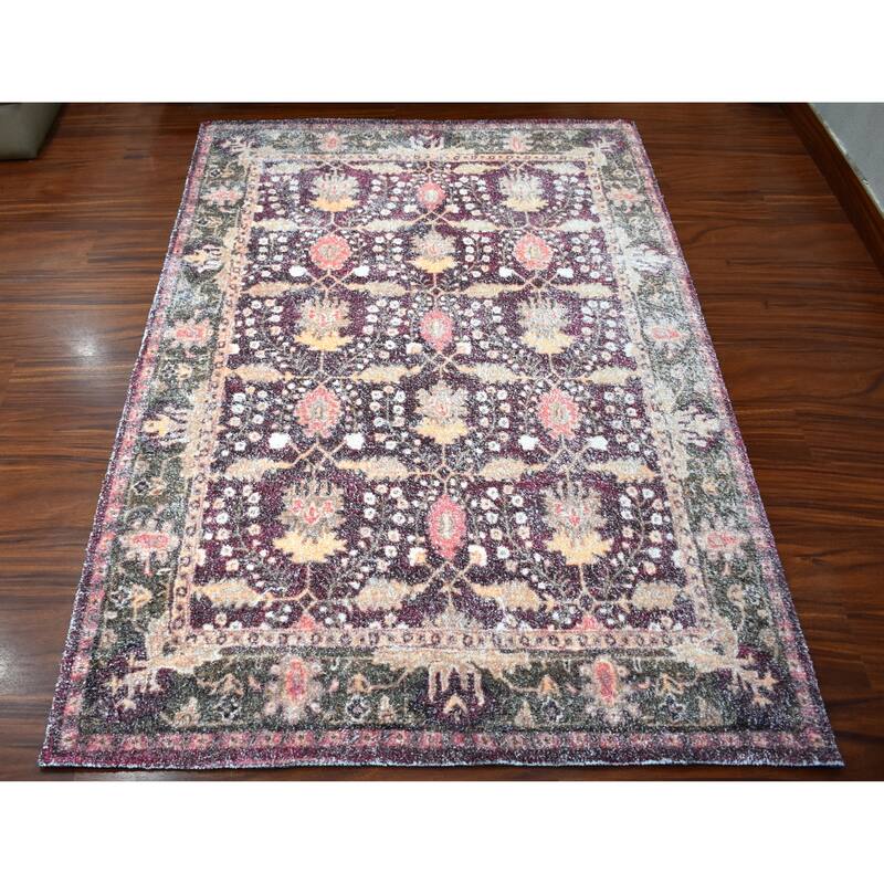 Hand Woven Victoria Micro Printed Polyester Traditional Oriental Area Rug