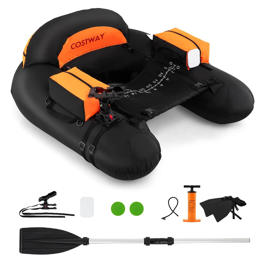 Costway Inflatable Float Tube with Adjustable Fishing Rod Holder Fish - See Details