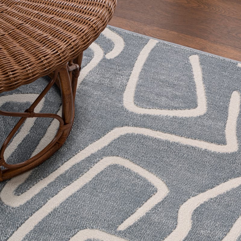 JONATHAN Y Thea Modern Scandinavian Graphic Lines High-Low Area Rug
