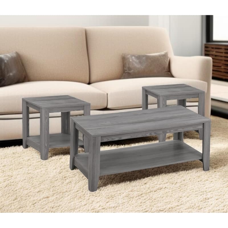HomeRoots Grey Table Set 3Pcs Set - 42 x 20.5 x 17 - 42 x 20.5 x 17 - Grey - Laminate