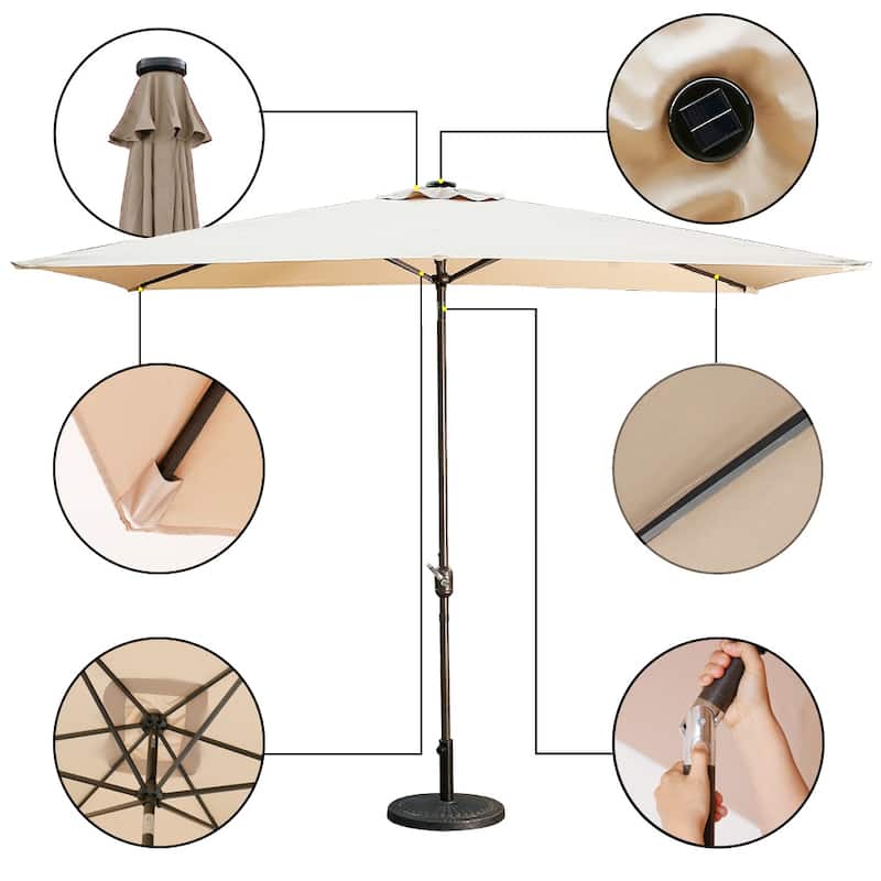 10 ft. Aluminum Rectanglar Market Patio Umbrella without Base