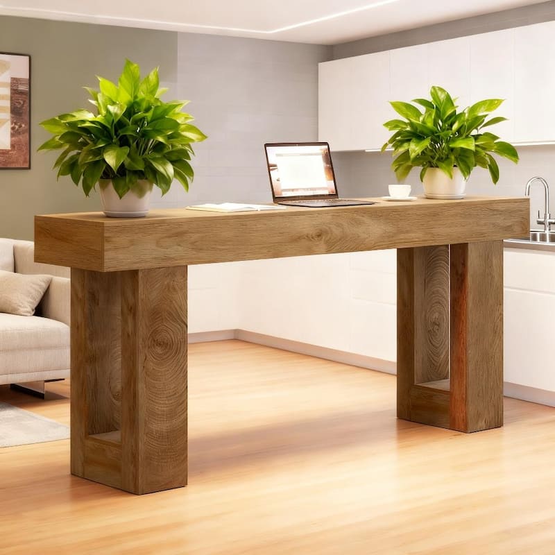 62.99" Wooden Rectangular Console Table Sofa Side Table